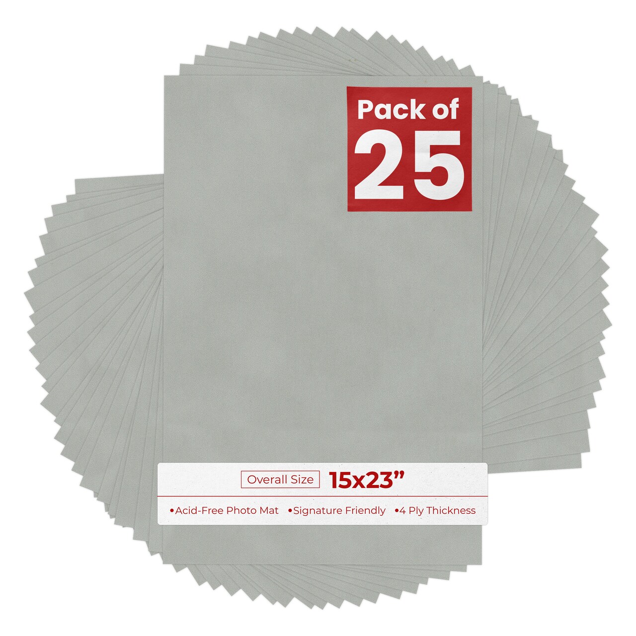 Light Grey Suede 15x23 Uncut Mat Board - Blank Sheets, No Opening